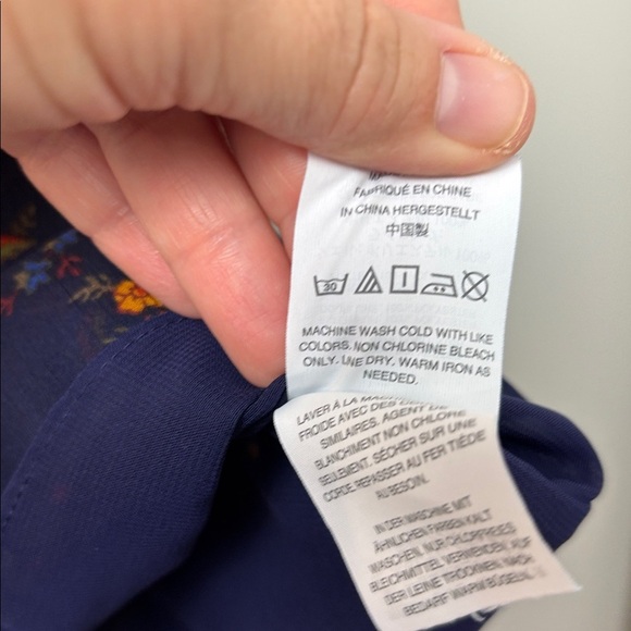 Madewell Navy Ruffle Floral Long Sleeve Dress - 4 - Picture 10 of 12